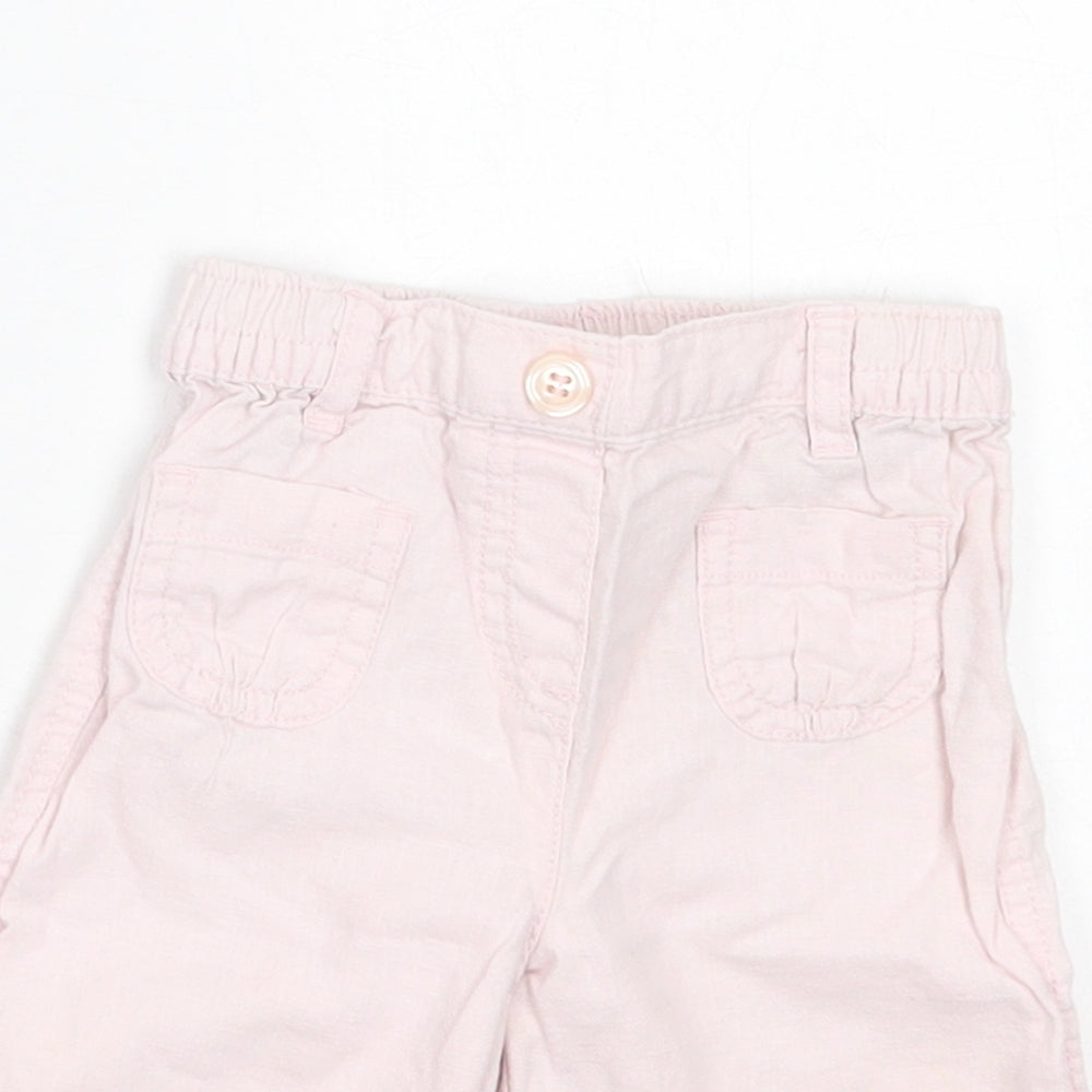 NEXT Girls Pink  Linen Capri Trousers Size 3-6 Months  Pullover