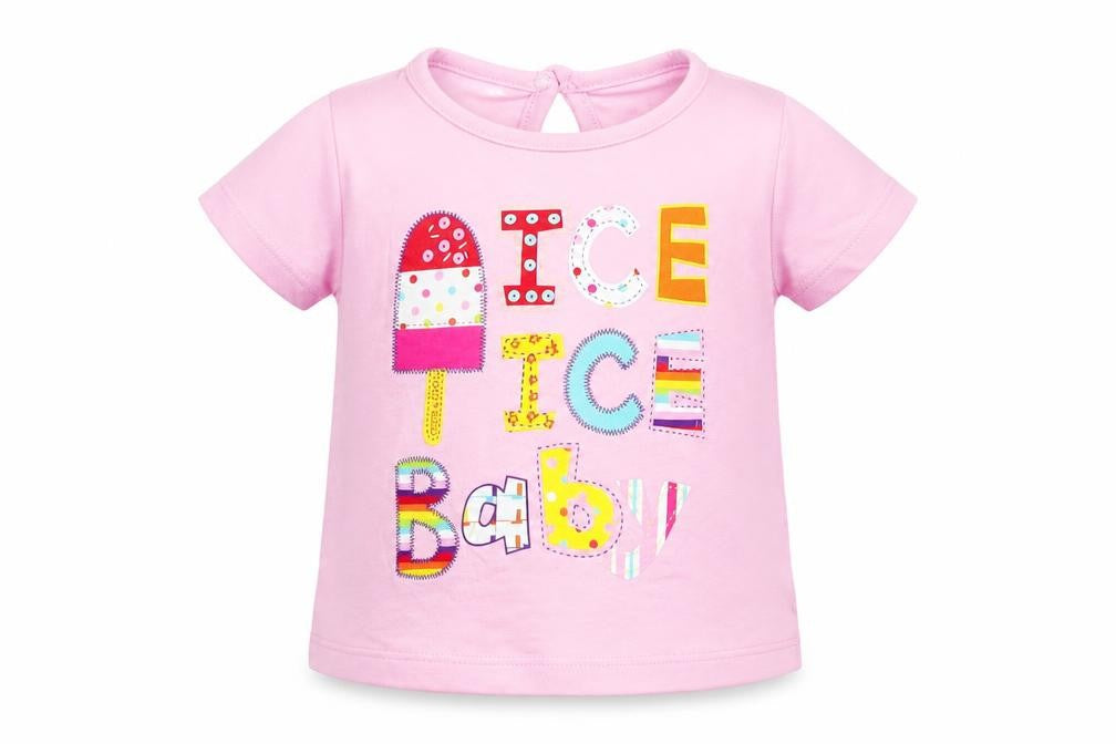 Cherokee Girls Pink  Cotton Basic T-Shirt Size 3-6 Months Crew Neck Button