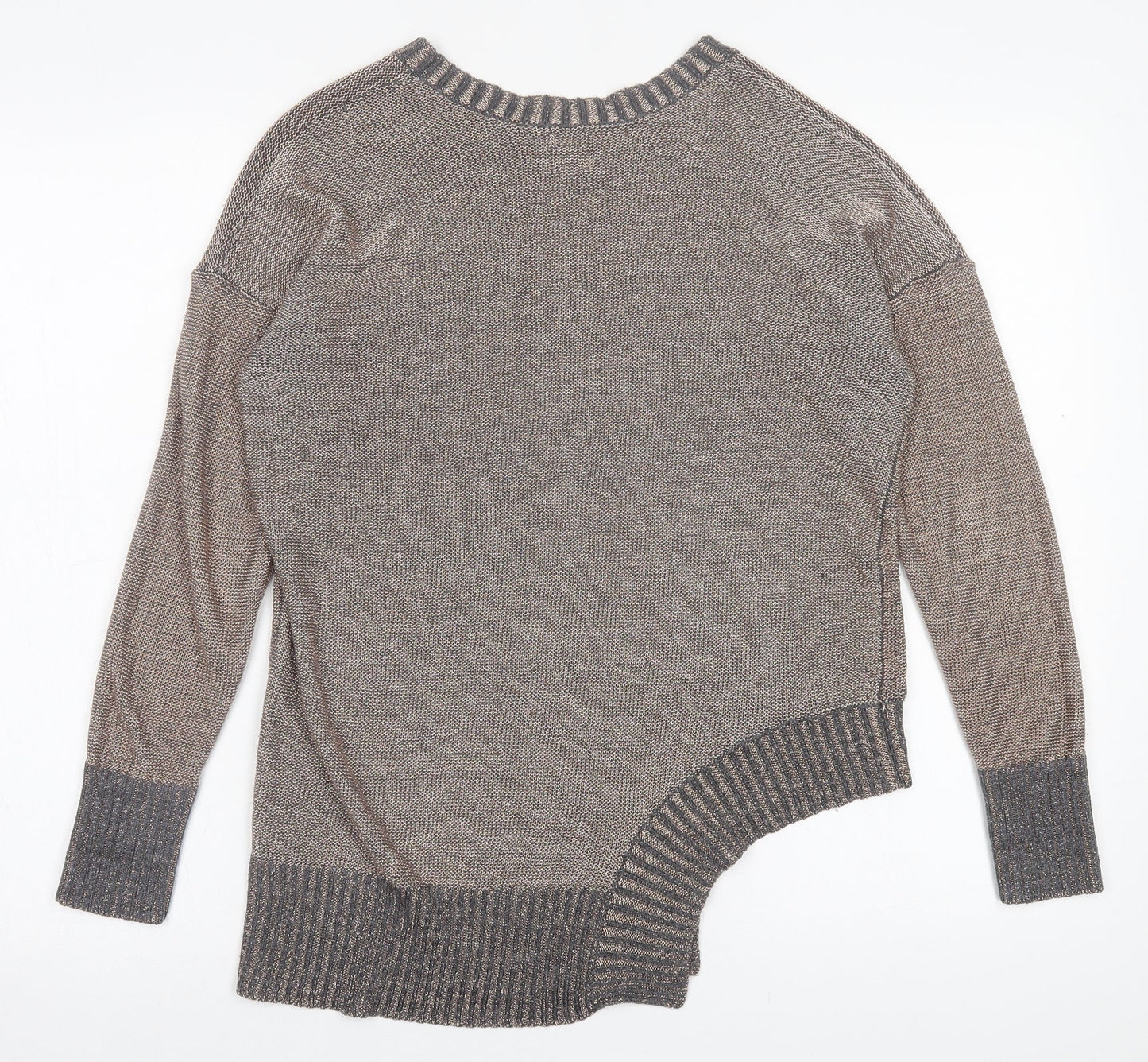 River Island Womens Gold Crew Neck  Viscose Pullover Jumper Size 10