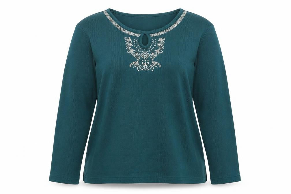 Bonmarché Womens Green Round Neck Polyester Henley Jumper Size L