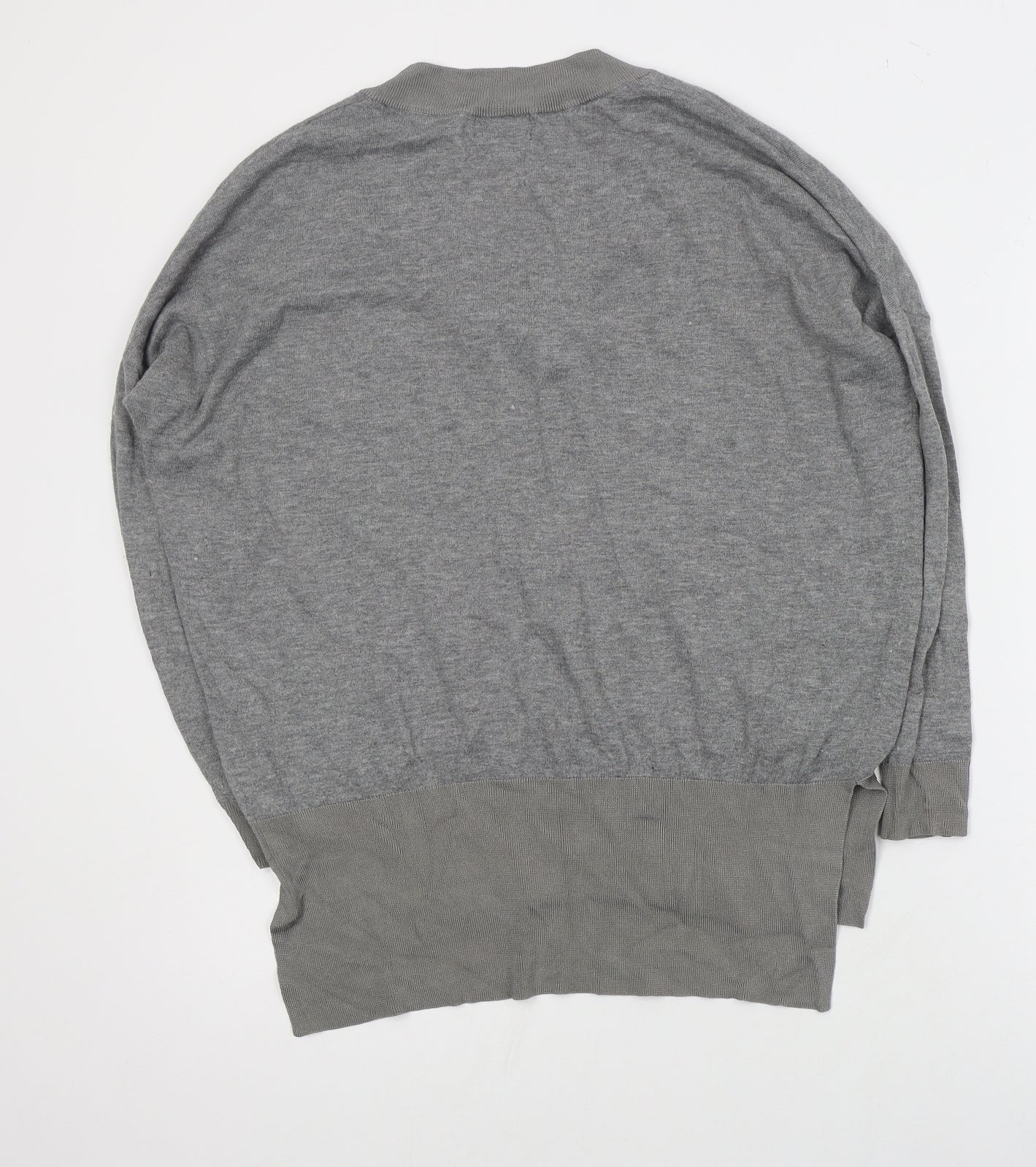 Topshop Womens Grey V-Neck  Polyester Henley Jumper Size 8