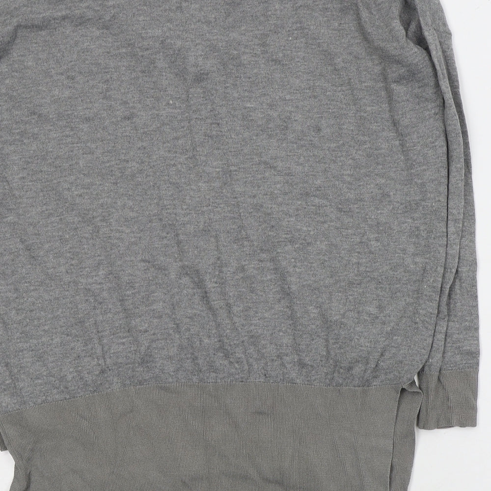 Topshop Womens Grey V-Neck  Polyester Henley Jumper Size 8