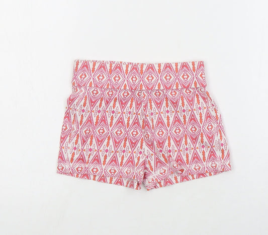 Dunnes Girls Red Geometric Cotton Hot Pants Shorts Size 5 Years  Regular