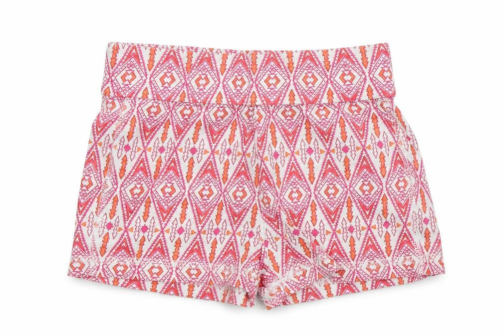 Dunnes Girls Red Geometric Cotton Hot Pants Shorts Size 5 Years  Regular