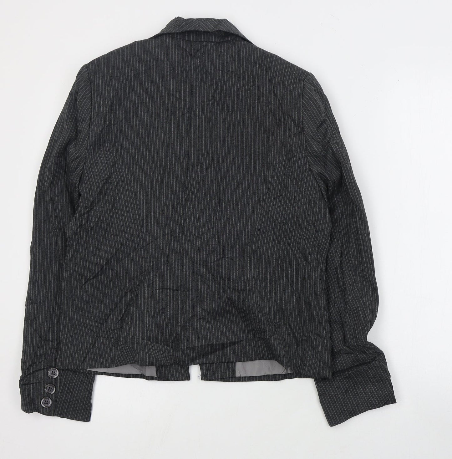 Debenhams Womens Grey Striped  Jacket Blazer Size 12  Button