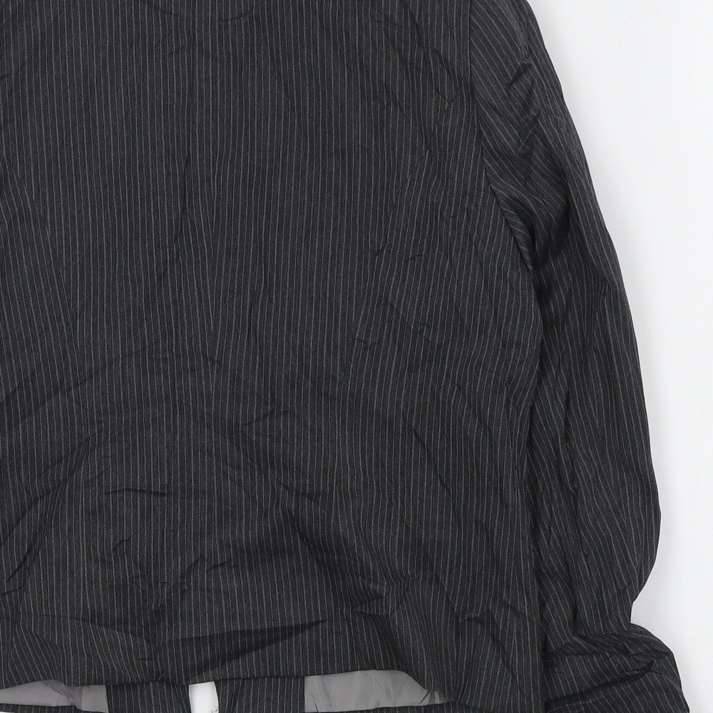 Debenhams Womens Grey Striped  Jacket Blazer Size 12  Button