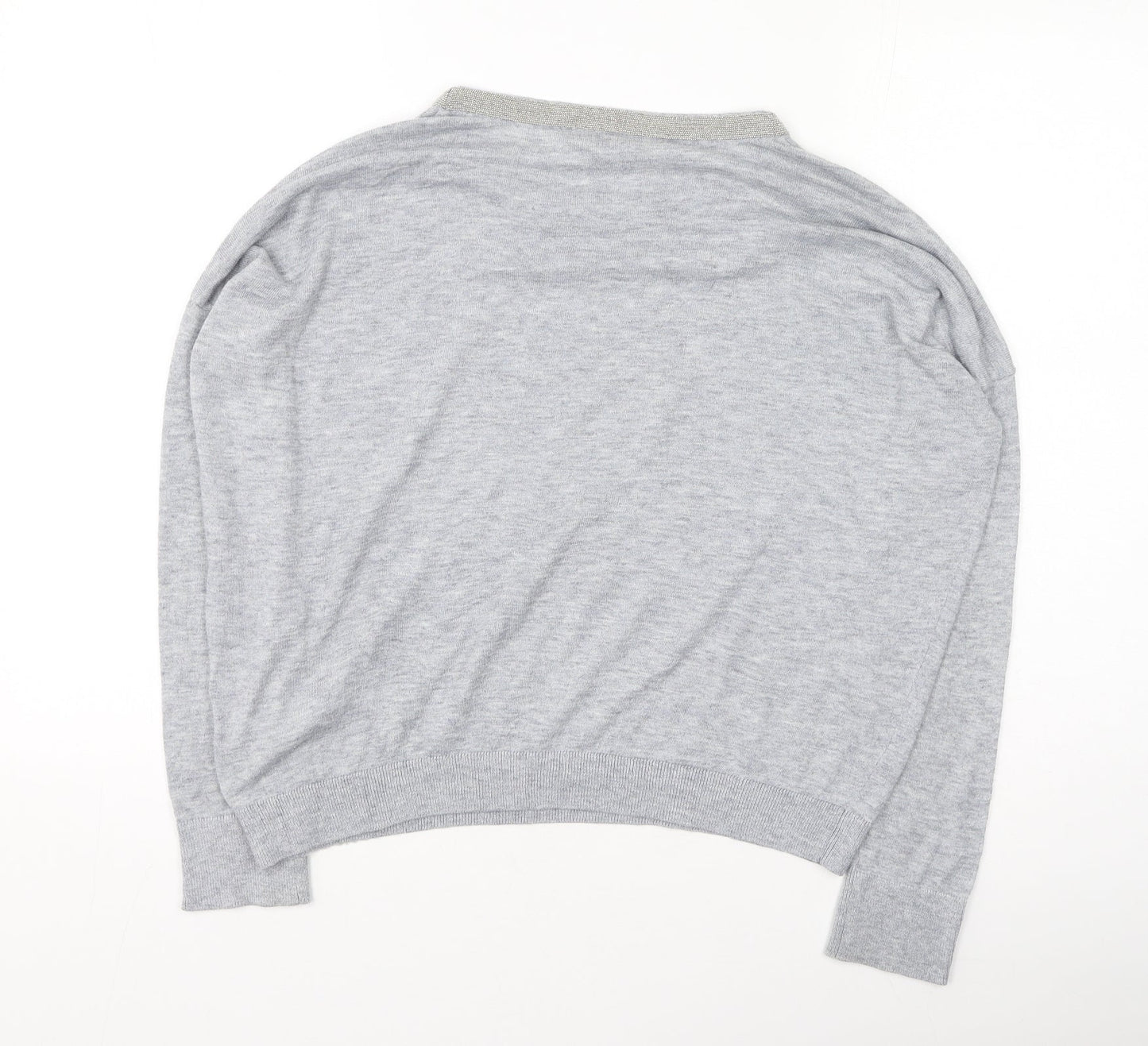 Topshop Womens Grey Round Neck  Polyester Pullover Jumper Size 8