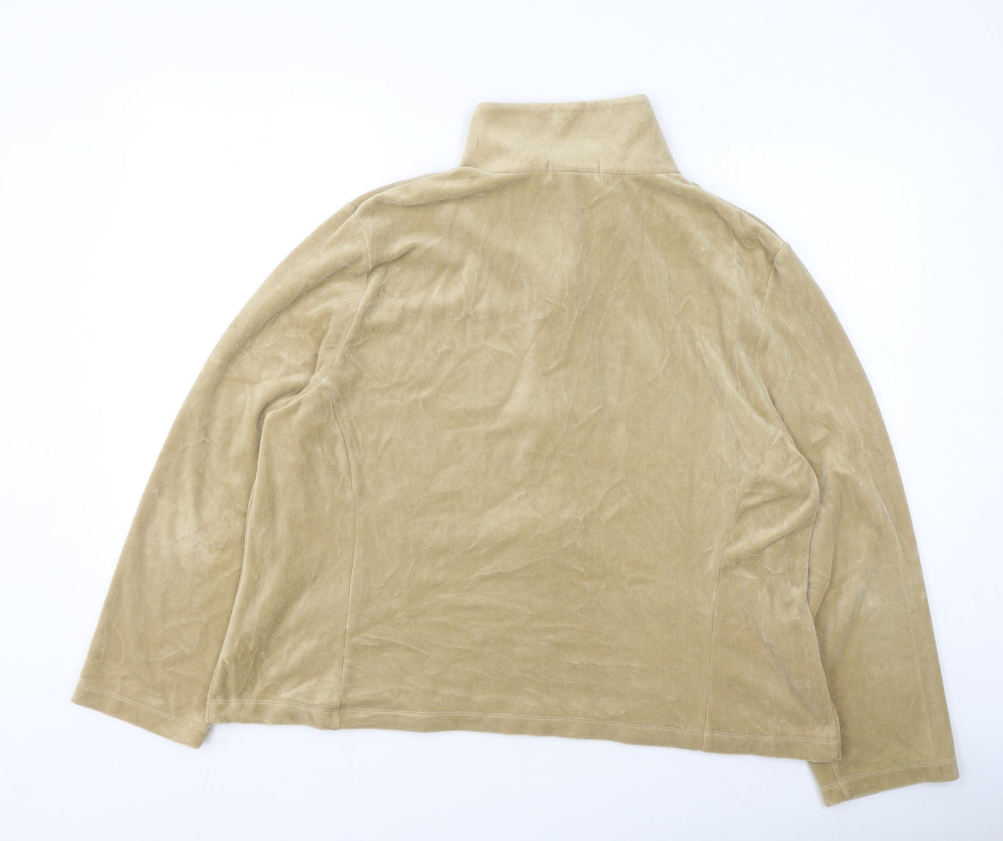 David Nieper Womens Gold High Neck  Cotton Full Zip Jumper Size 2XL