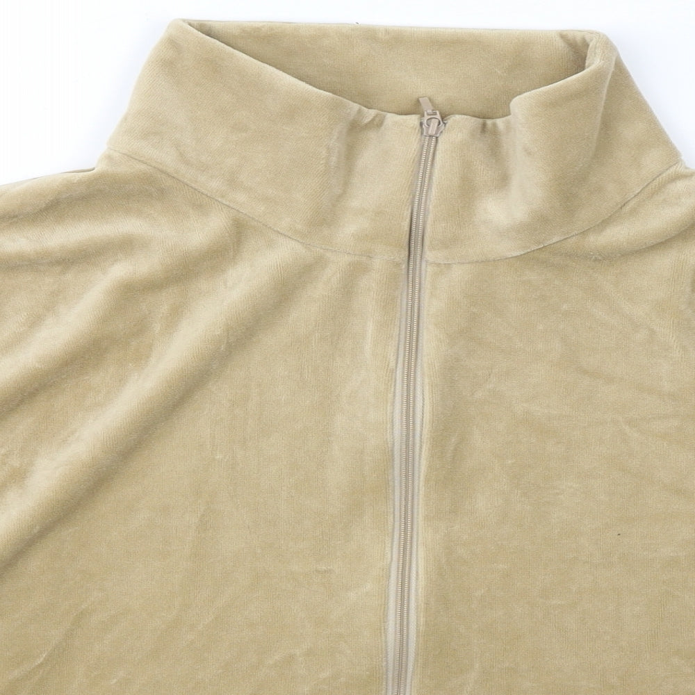 David Nieper Womens Gold High Neck  Cotton Full Zip Jumper Size 2XL