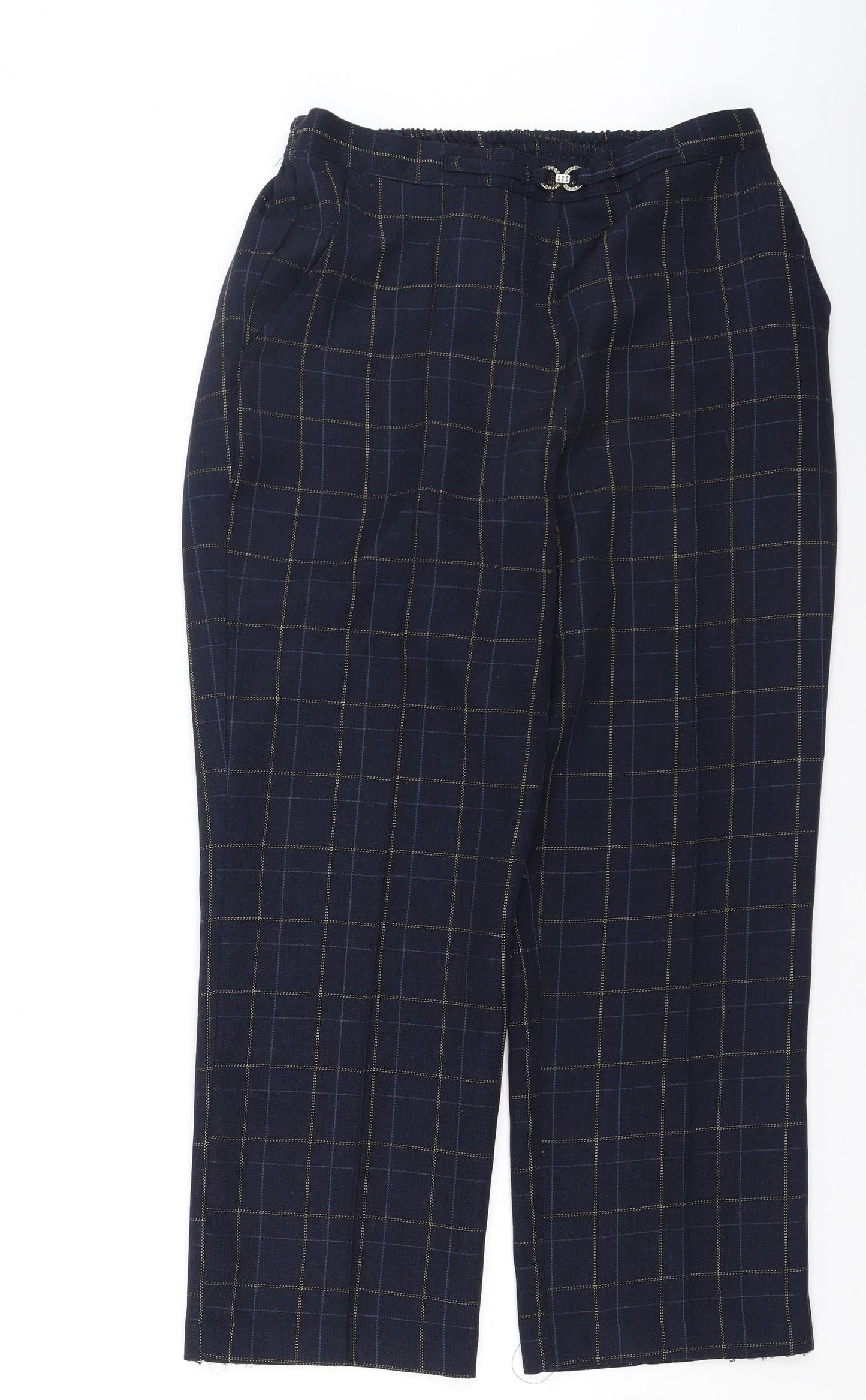 Damart Womens Blue Plaid Polyester Trousers  Size S L26 in Regular