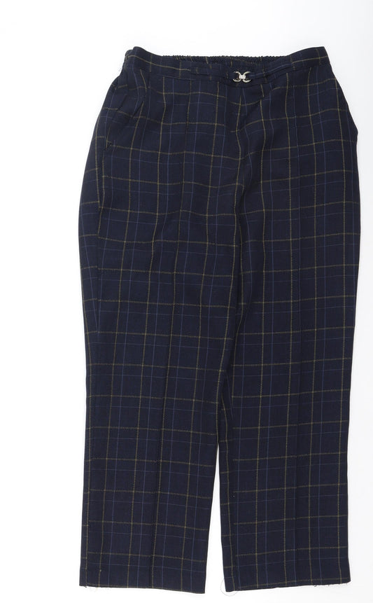 Damart Womens Blue Plaid Polyester Trousers  Size S L26 in Regular