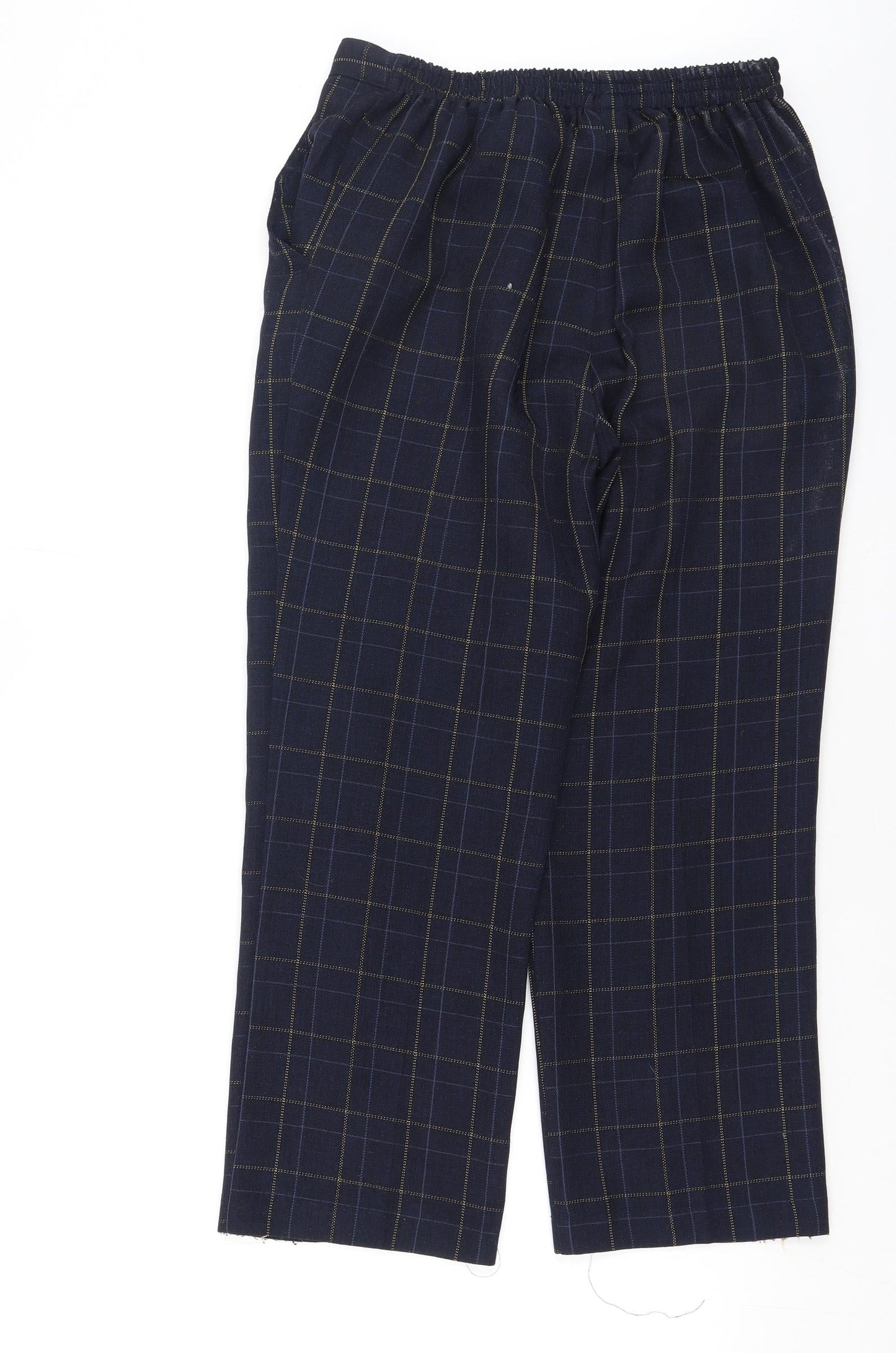 Damart Womens Blue Plaid Polyester Trousers  Size S L26 in Regular