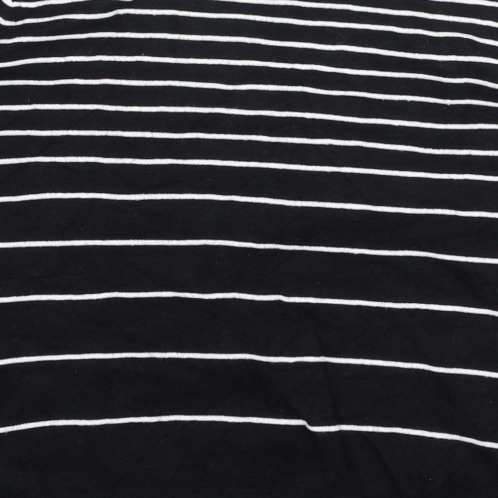 Debenhams Womens Black Round Neck Striped Viscose Pullover Jumper Size 12