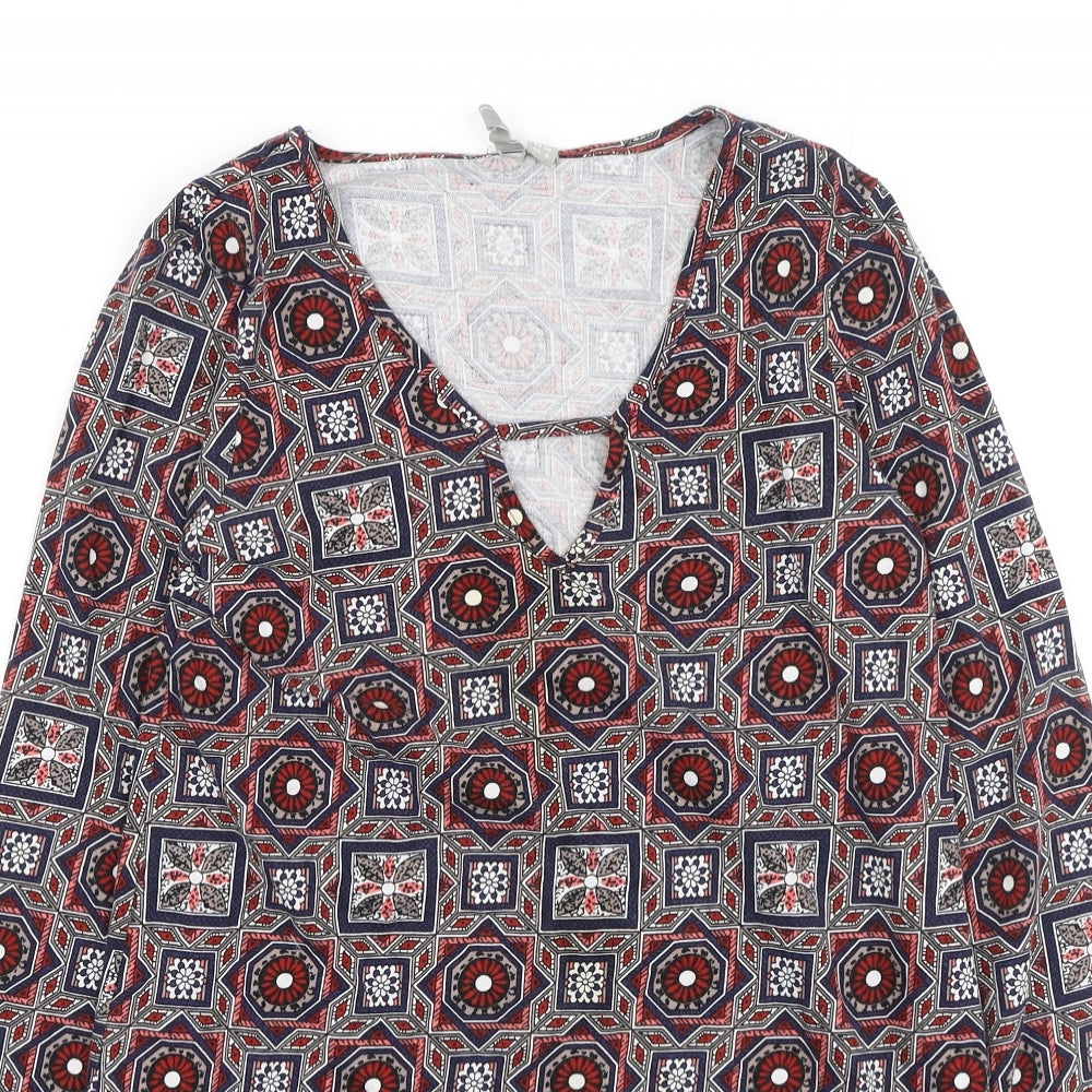 ASOS Womens Multicoloured Geometric Cotton Fit & Flare  Size 10  Round Neck