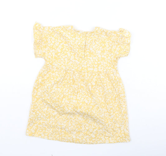 George  Girls Yellow Fair Isle Cotton Fit & Flare  Size 9-12 Months  Round Neck