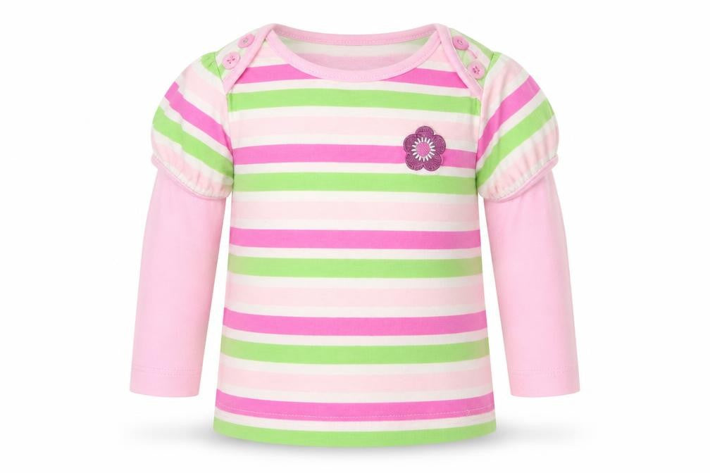 TU Girls Multicoloured Striped Cotton Basic Casual Size 3-6 Months Crew Neck Pullover