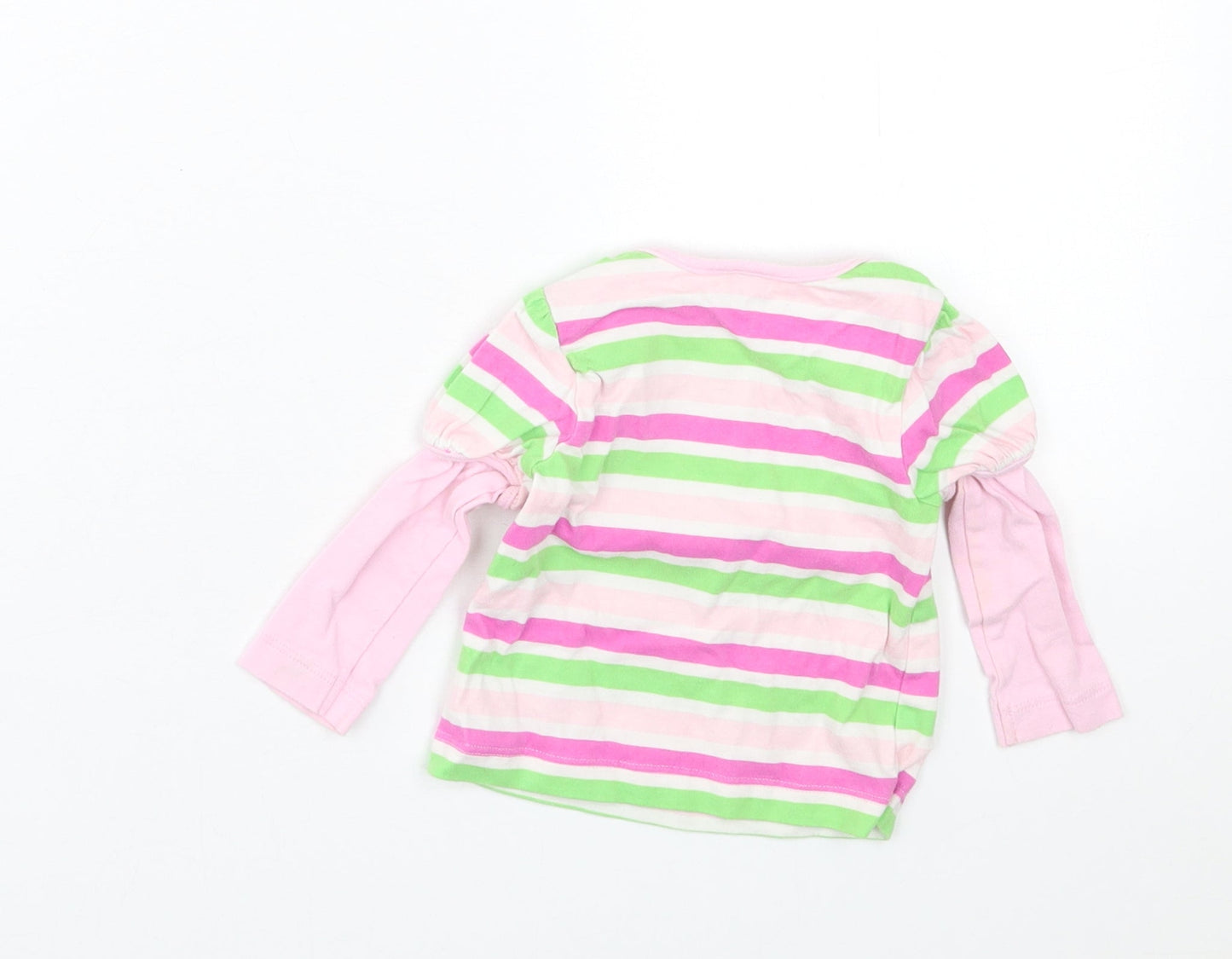 TU Girls Multicoloured Striped Cotton Basic Casual Size 3-6 Months Crew Neck Pullover
