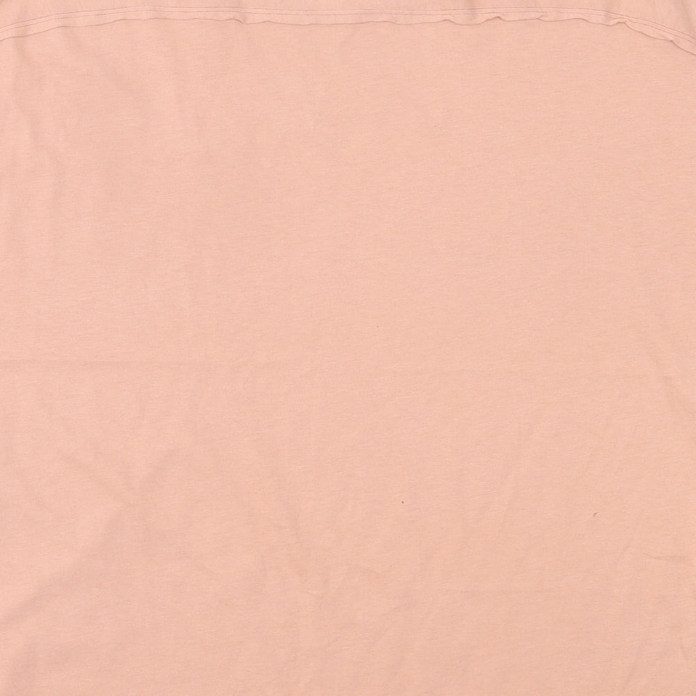 United Colors of Benetton Womens Pink Geometric Cotton Basic T-Shirt Size M Crew Neck