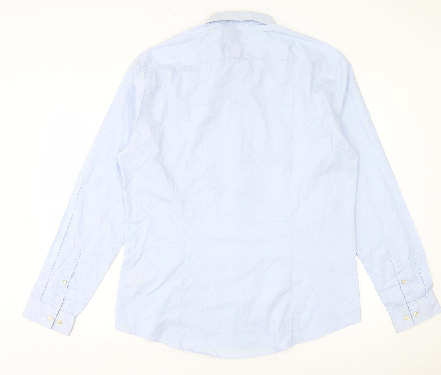 H&M Mens Blue  Cotton  Button-Up Size XL Collared Button