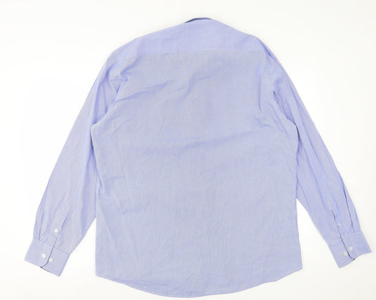 6th Sense Mens Blue Plaid Cotton  Button-Up Size XL Collared Button