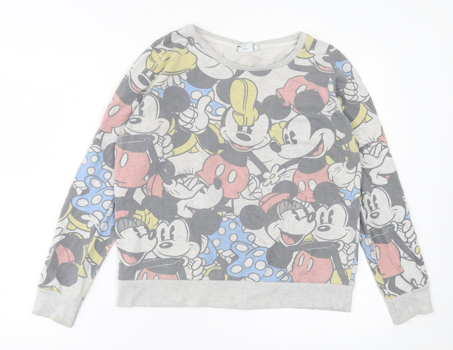 Disney Womens Multicoloured Geometric Polyester Pullover Sweatshirt Size 14  Pullover - Mickey Mouse & Friends