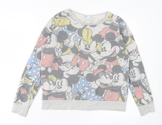 Disney Womens Multicoloured Geometric Polyester Pullover Sweatshirt Size 14  Pullover - Mickey Mouse & Friends