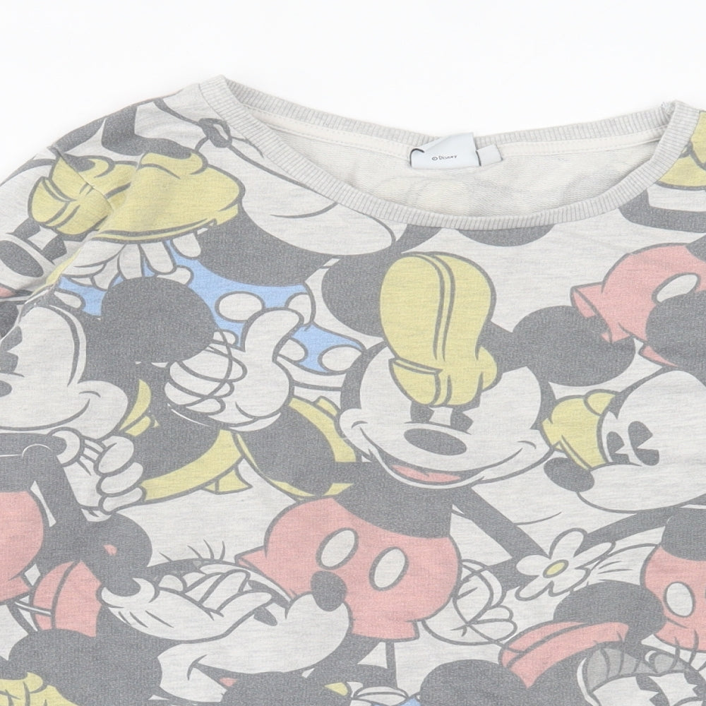 Disney Womens Multicoloured Geometric Polyester Pullover Sweatshirt Size 14  Pullover - Mickey Mouse & Friends