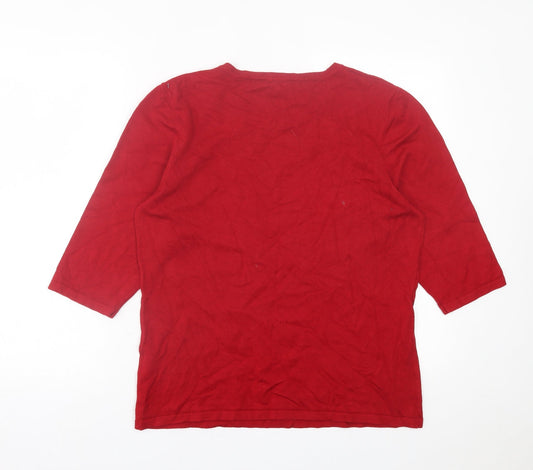 Anna Rose  Womens Red Crew Neck  Viscose Pullover Jumper Size XL