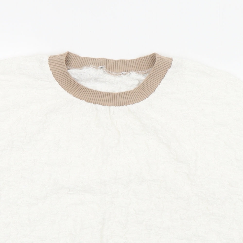 Preworn Womens White  Polyester  T-Shirt Size S Crew Neck