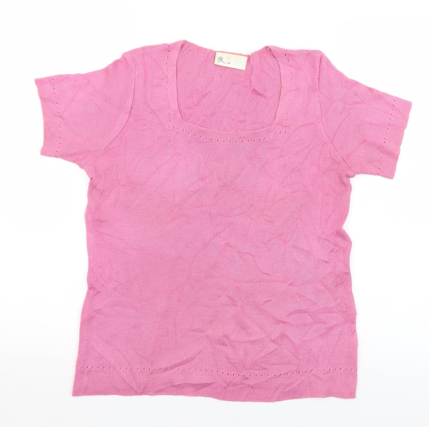 BHS Womens Pink Scoop Neck  Acrylic Pullover Jumper Size 12