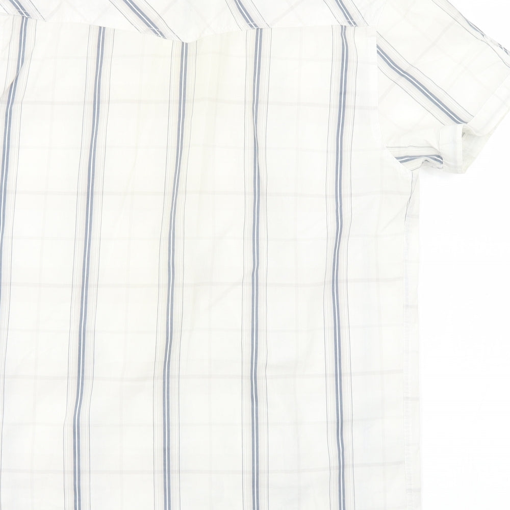 Coldcut Mens White Plaid Cotton  Button-Up Size S Collared Snap