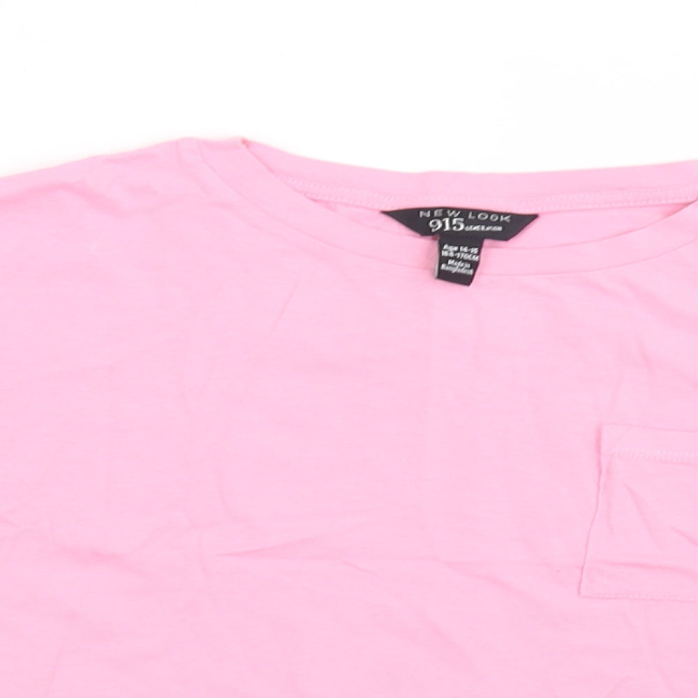 New Look Girls Pink  Polyester Camisole T-Shirt Size 14-15 Years Crew Neck