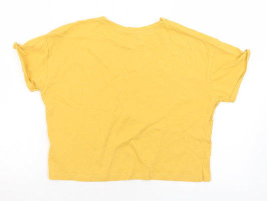 New Look Girls Yellow  Cotton Basic T-Shirt Size 14-15 Years Crew Neck  - Bronx