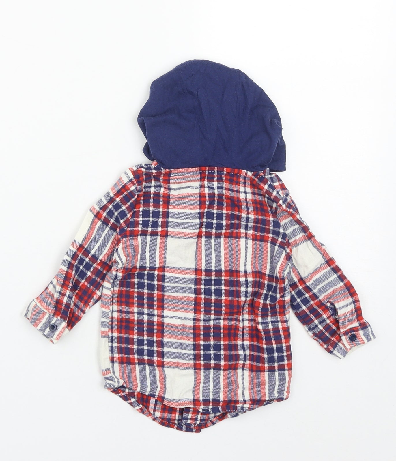 Dunnes Boys Multicoloured Plaid Cotton Basic Button-Up Size 9-12 Months Round Neck Button - Rudolph Christmas