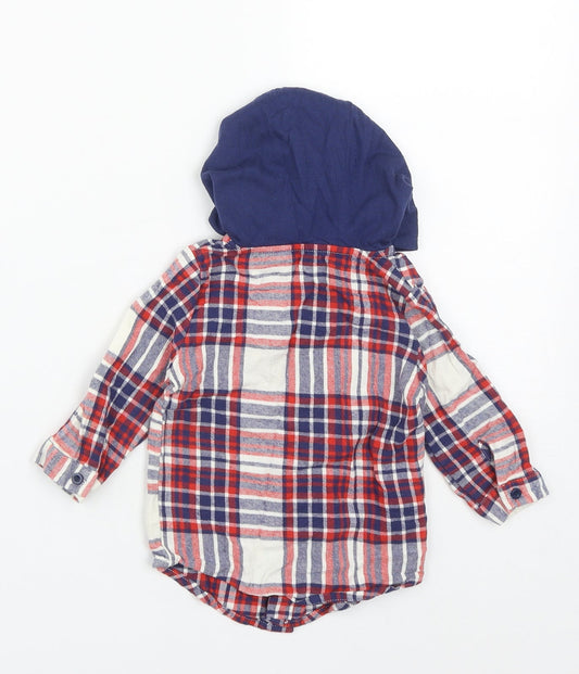 Dunnes Boys Multicoloured Plaid Cotton Basic Button-Up Size 9-12 Months Round Neck Button - Rudolph Christmas