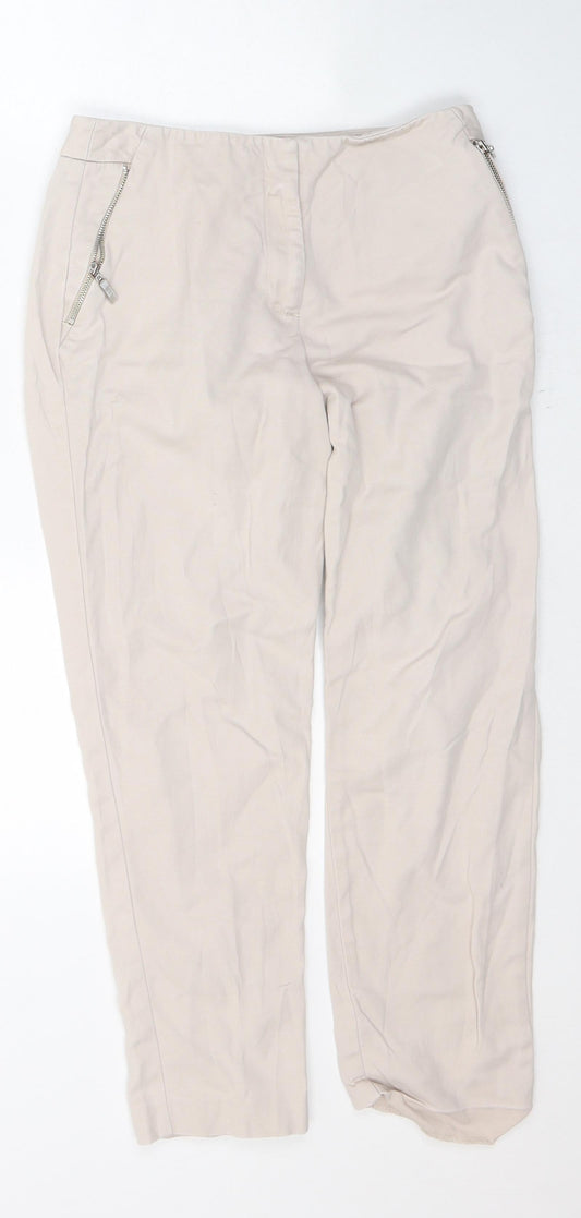 Julien Macdonald Womens Beige  Cotton Cropped Jeans Size 8 L23 in Regular Button