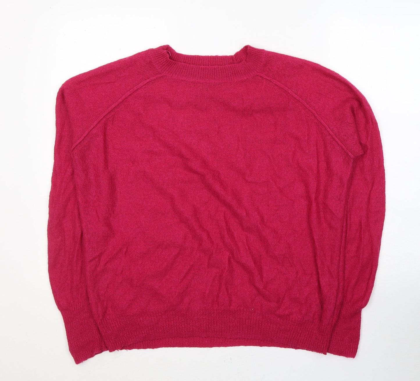 Topshop Womens Pink Round Neck  Acrylic Pullover Jumper Size 14