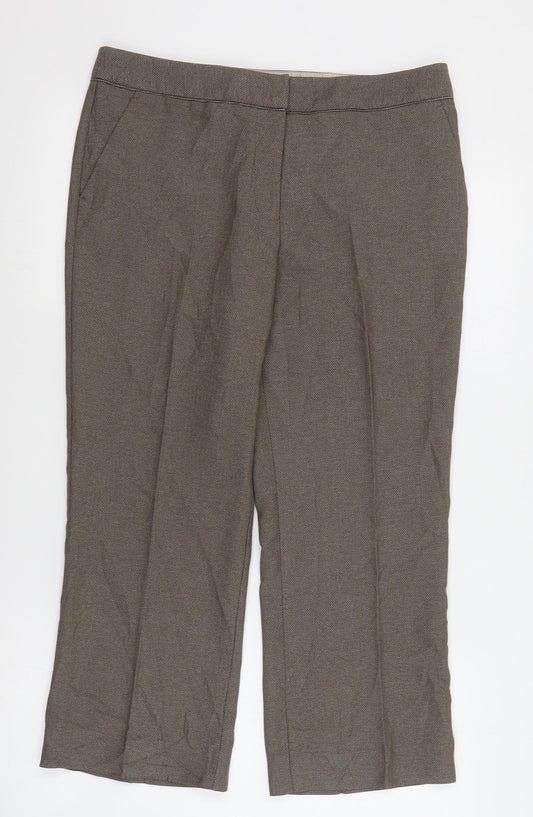 NEXT Womens Brown  Polyester Cropped Trousers Size 12 L24 in Regular Zip