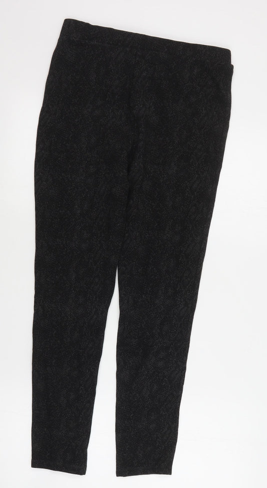 Marks and Spencer Womens Grey Animal Print Viscose Jogger Trousers Size 12 L26 in Regular - Leggings