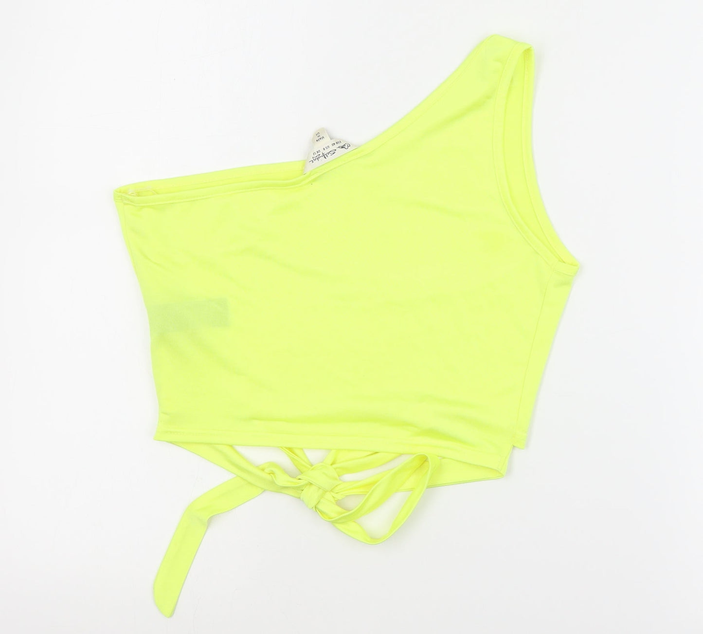 Miss Selfridge Womens Yellow  Polyester Cropped Tank Size 12 Round Neck