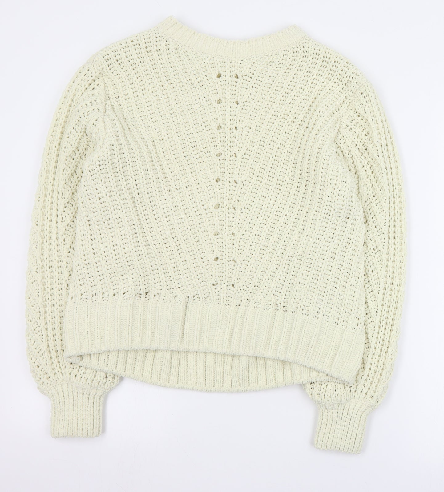 H&M Womens Beige Round Neck  Polyester Pullover Jumper Size XS
