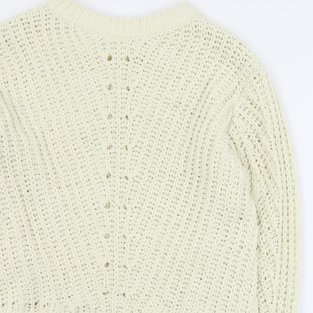 H&M Womens Beige Round Neck  Polyester Pullover Jumper Size XS