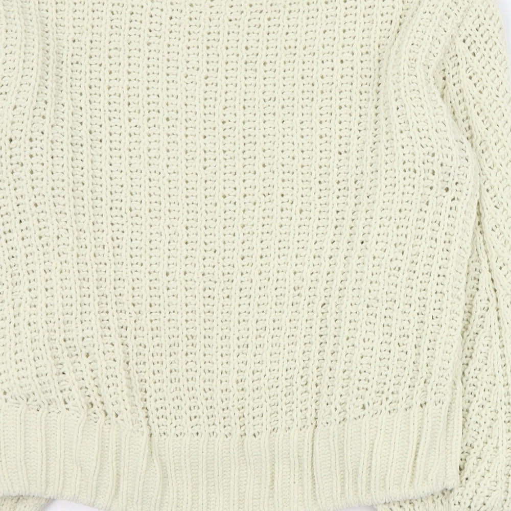 H&M Womens Beige Round Neck  Polyester Pullover Jumper Size XS