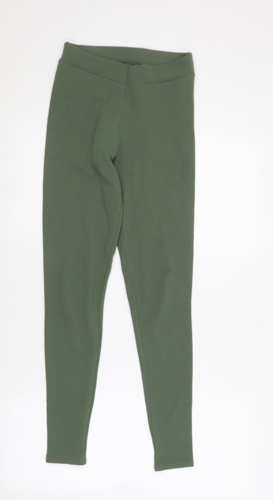 PRETTYLITTLETHING Womens Green  Polyester Jegging Trousers Size 10 L27 in Regular