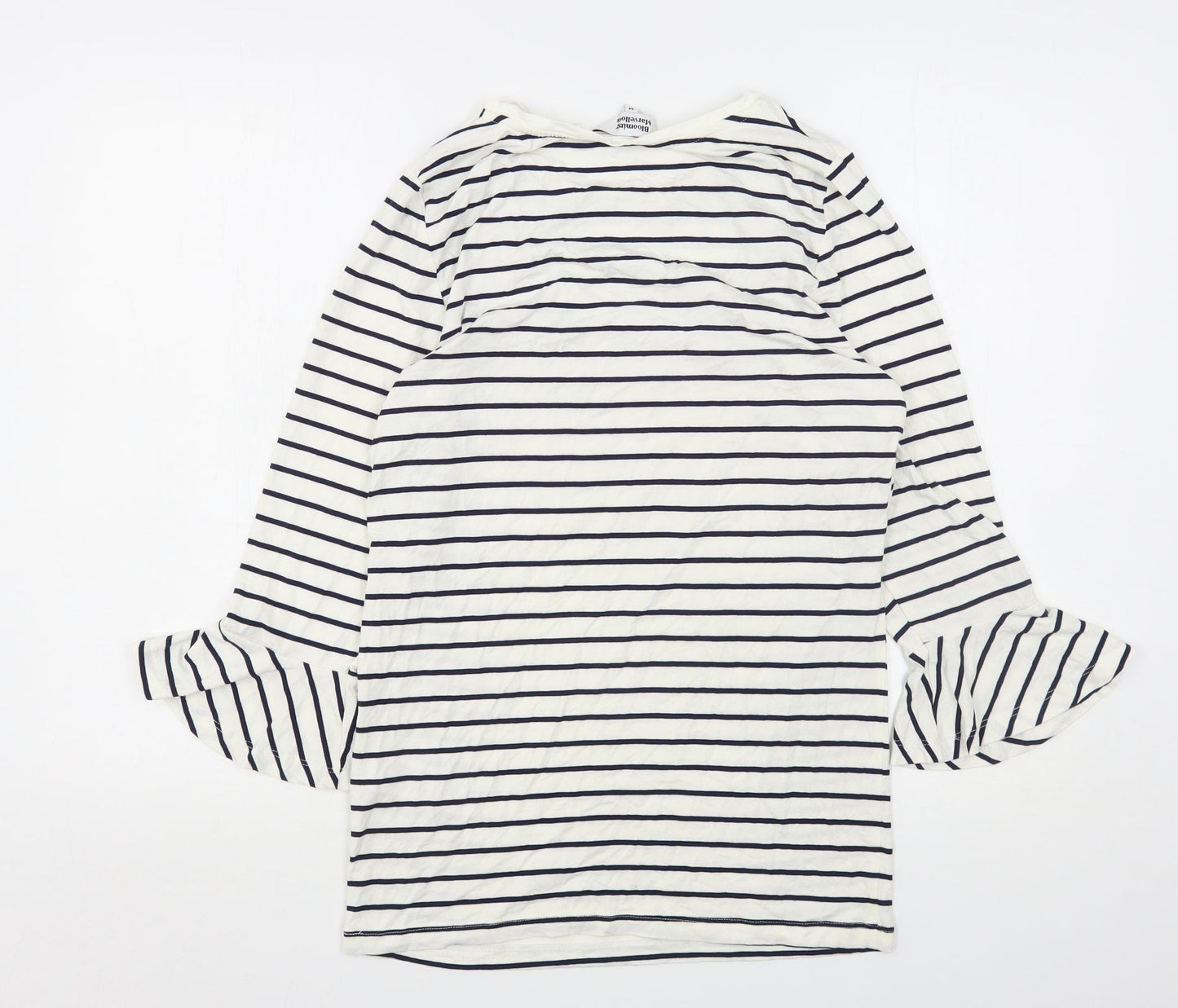 Blooming Marvellous Womens White Striped Viscose Basic T-Shirt Size M Round Neck