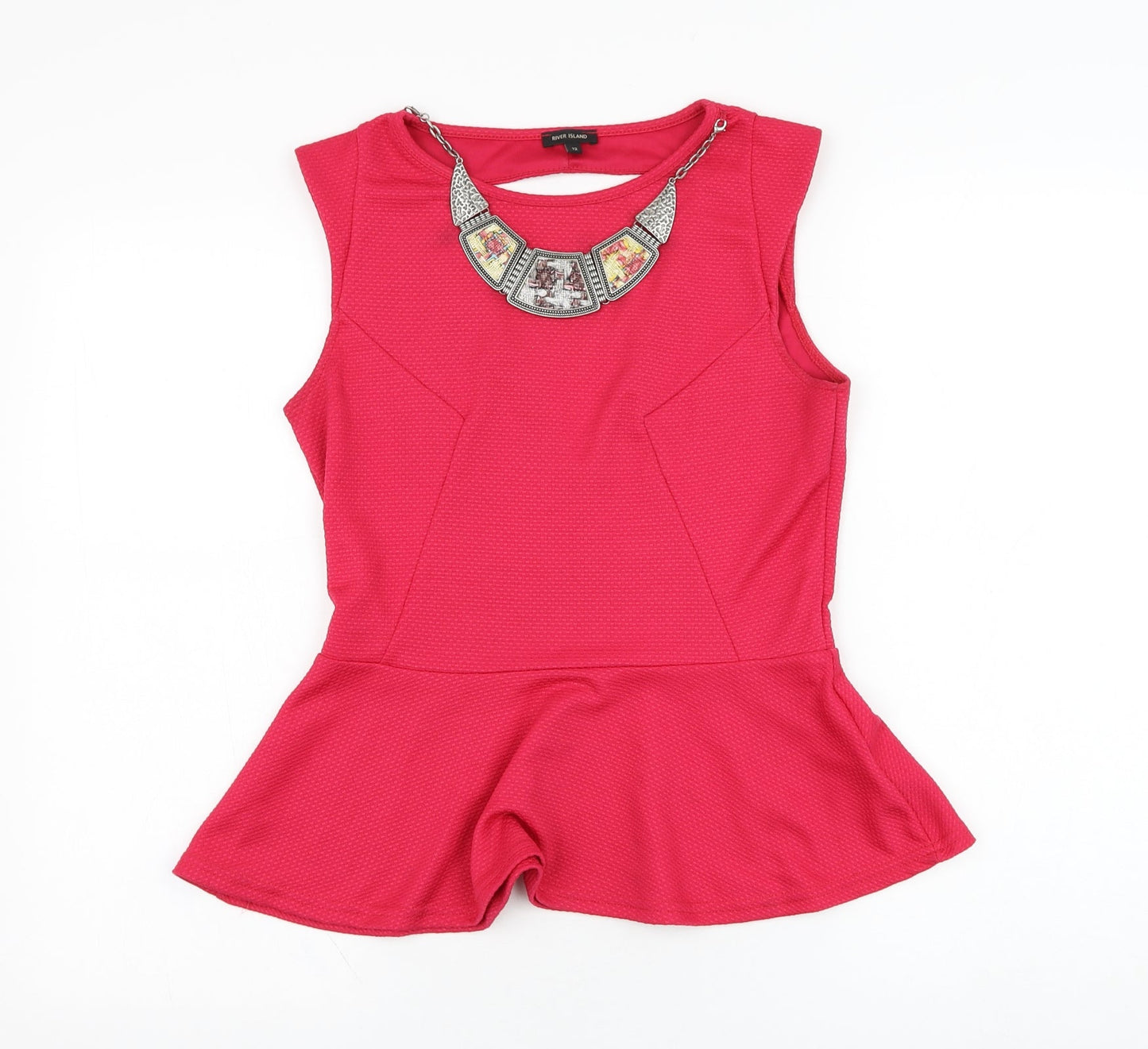 River Island Womens Pink  Polyester Basic Tank Size 12 Round Neck - Necklace accent