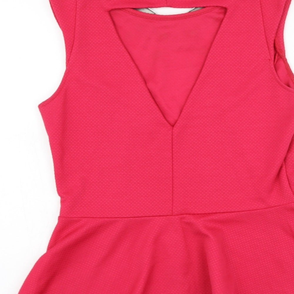 River Island Womens Pink  Polyester Basic Tank Size 12 Round Neck - Necklace accent