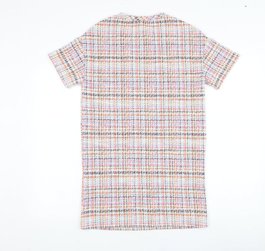 Pull&Bear Womens White  Polyester T-Shirt Dress  Size XS  Round Neck Pullover