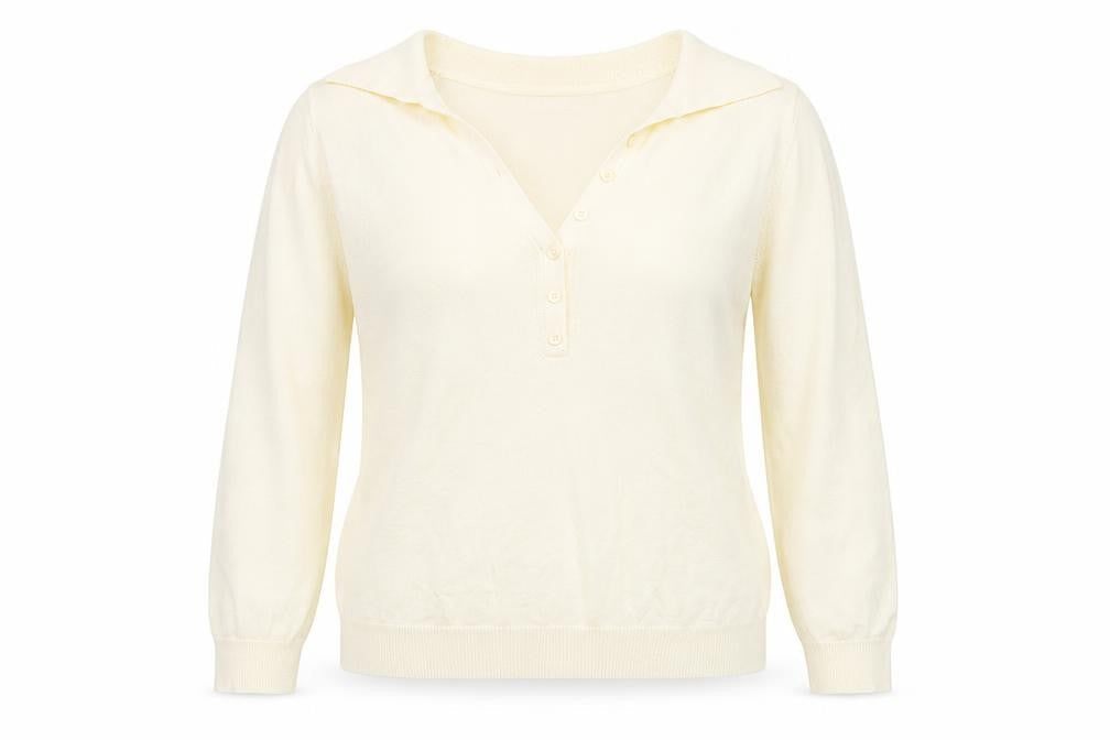 Marks and Spencer Womens Ivory Collared  Viscose Pullover Jumper Size 12