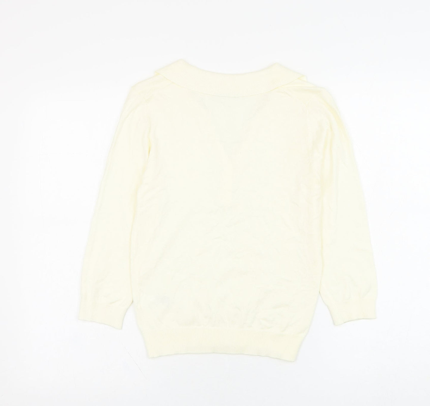 Marks and Spencer Womens Ivory Collared  Viscose Pullover Jumper Size 12